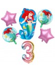 6 sztuk syrenka Ariel cartoon disney księżniczka folia balony 32 Cal numer dziecko dziewczyna różowy baloes powietrza dekoracje 