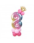 13 sztuk/zestaw balony urodzinowe Rainbow balony foliowe w kształcie cyfr dla dzieci 1st dekoracje na imprezę urodzinową balony 