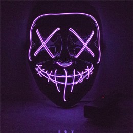 Halloween maska led maski oczyszczające wybory Mascara kostium DJ oświetlenie na imprezę Up maski świecą w ciemności Neon maska 