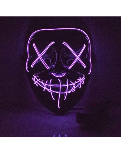 Halloween maska led maski oczyszczające wybory Mascara kostium DJ oświetlenie na imprezę Up maski świecą w ciemności Neon maska 