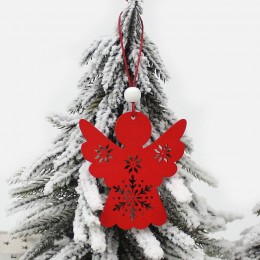 HUADODO 6 sztuk czerwony i biały drewniane drzewo Deer Snowman dekoracje na boże narodzenie ozdobne wisiorki dla choinka strona 