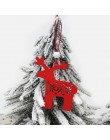 HUADODO 6 sztuk czerwony i biały drewniane drzewo Deer Snowman dekoracje na boże narodzenie ozdobne wisiorki dla choinka strona 