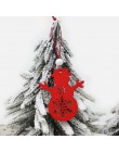 HUADODO 6 sztuk czerwony i biały drewniane drzewo Deer Snowman dekoracje na boże narodzenie ozdobne wisiorki dla choinka strona 