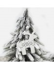 HUADODO 6 sztuk czerwony i biały drewniane drzewo Deer Snowman dekoracje na boże narodzenie ozdobne wisiorki dla choinka strona 
