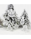 HUADODO 6 sztuk czerwony i biały drewniane drzewo Deer Snowman dekoracje na boże narodzenie ozdobne wisiorki dla choinka strona 