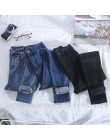 2019 Plus Size guziki damskie jeansy wysokiej talii niebieskie spodnie dżinsy dla kobiet wysokie elastyczne obcisłe rozciągliwe 