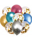 10 sztuk 12 cal metalowe balony złoty balony konfetti Chrome balony dekoracje urodzinowe dla dorosłych wesele wystrój Globos