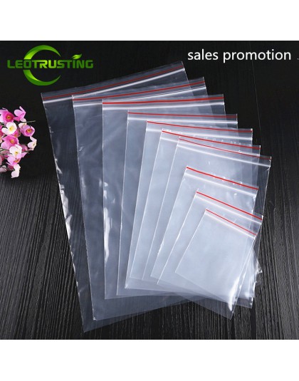 Leotrusting 0.05mm 100 sztuk/paczka PE biżuteria Ziplock plastikowe przezroczyste torebki do ponownego zamykania jasne żywności 