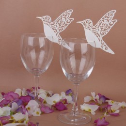 50 sztuk/paczka biały Humming Birds stół weselny nazwa karteczki z miejscem lampka do wina Party Decor 87933