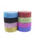 2 stoczni 4CM złoto srebro DIY diamentowa siatka Rhinestone okłady wstążka kryształowa rolka wykończenia Sparkle siateczkowy do 