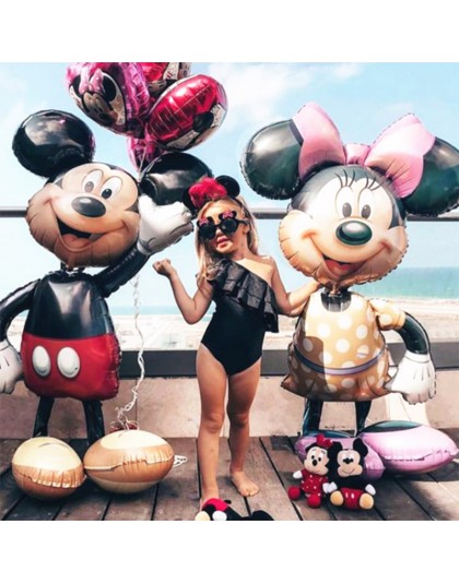 Folia Mickey Mouse balony Giant Minnie balon Mickey Theme dekoracja urodzinowa dla dzieci zabawki z kreskówek Baby shower globos