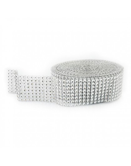 2 stoczni 4CM złoto srebro DIY diamentowa siatka Rhinestone okłady wstążka kryształowa rolka wykończenia Sparkle siateczkowy do 