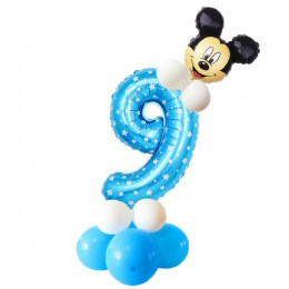 19 sztuk 32 calowy różowy niebieski urodziny cyfrowe balony z Mickey Minnie balon foliowy urodziny dzieci Party lateks Ballon 1 