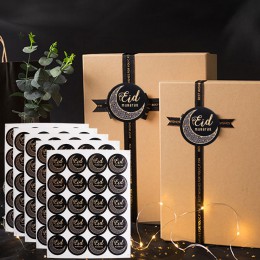 60/120 sztuk 4styl czarny Ramadan Eid naklejki Eid mubarak pudełko papier do etykiet torba naklejka uszczelniająca Ramadan Karee