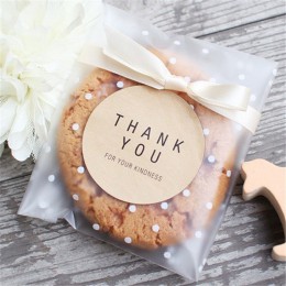 100 sztuk/partia przezroczyste kropki plastikowe torby do pakowania ciastek cupcake wrapper samoprzylepne torby Birthday Party d