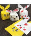 25 sztuk/partia śliczne królik długie ucho cukierki torby Bunny Cookie opakowania herbatniki mała torba na przekąskę impreza wes