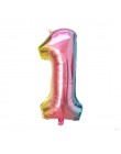 32 cal Rainbow balony foliowe w kształcie cyfr różowe złoto dekoracje na imprezę urodzinową dla dzieci kule rysunek balony dekor