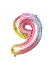 32 cal Rainbow balony foliowe w kształcie cyfr różowe złoto dekoracje na imprezę urodzinową dla dzieci kule rysunek balony dekor
