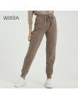 Wixra Women Casual aksamitne spodnie jesienne zimowe damskie grube wełniane spodnie odzież damska sznurowane długie spodnie