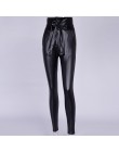 InstaHot złoty czarny pas wysokiej talii spodnie ołówkowe kobiety Faux Leather PU Sashes długie spodnie Casual Sexy ekskluzywny 
