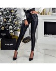 InstaHot złoty czarny pas wysokiej talii spodnie ołówkowe kobiety Faux Leather PU Sashes długie spodnie Casual Sexy ekskluzywny 