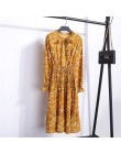 Kokardka na gumce talia Midi szyfonowa sukienka damska w stylu vintage, wiosenna letnia nadrukowana sukienka nowa kwiecista dług