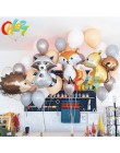 4 sztuk balony w kształcie zwierząt urodziny ślub las Party dekoracje, helu, balony, Fox jeż wiewiórka szopa Baby Shower