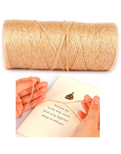 Naturalne 100M sznurek jutowy pasek z juty liny konopne nici na wesele pakowanie prezentów DIY Scrapbooking kwiaciarnie Craft