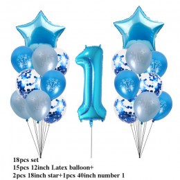 Pierwsze urodziny Baby Boy dziewczyna Party 1st dekoracja urodzinowa Banner, balony, 1 jednego roku życia Party wystrój Baby Sho