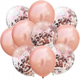 10 sztuk/partia Mix balony z konfetti w kolorze różowego złota dekoracja urodzinowa dla dzieci dorosłych metaliczny balon helem 
