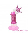 Pierwsze urodziny Baby Boy dziewczyna Party 1st dekoracja urodzinowa Banner, balony, 1 jednego roku życia Party wystrój Baby Sho