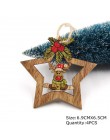 4 sztuk z nadrukiem w gwiazdki drewniane ozdoby wiszące ozdoba na choinkę DIY drewniane rzemiosła dzieci prezent dla domu dekora