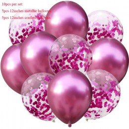 10 sztuk/partia 12 calowy błyszczący Metal lateksowy balon brokat konfetti balony dzieci artykuły na urodziny wesela metalowe ch
