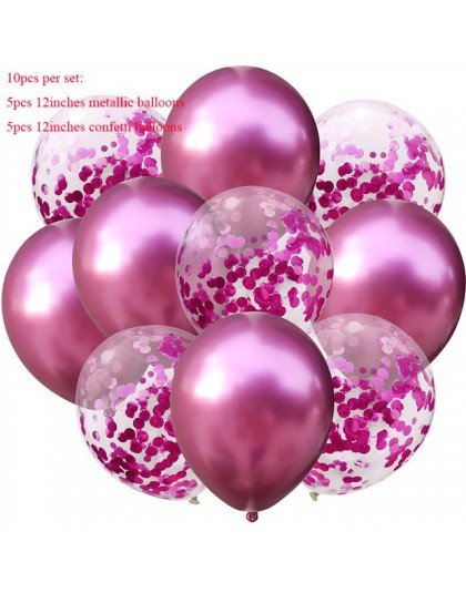 10 sztuk/partia 12 calowy błyszczący Metal lateksowy balon brokat konfetti balony dzieci artykuły na urodziny wesela metalowe ch