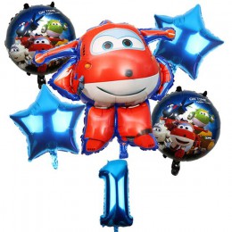 6 sztuk 3D super wings balon Jett balony super wings zabawki Birthday Party 32 cal liczba dekoracje dla dzieci zabawki zestaw ba