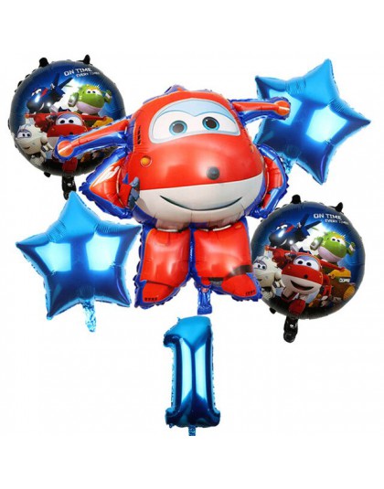 6 sztuk 3D super wings balon Jett balony super wings zabawki Birthday Party 32 cal liczba dekoracje dla dzieci zabawki zestaw ba