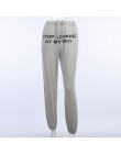 Spodnie do ćwiczeń list drukuj Pantalon Mujer bawełniane biegaczy kobiety wysokiej talii czarne spodnie na codzień Hip Hop śmies