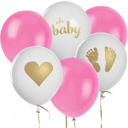 12 sztuk wystrój baby shower płeć ujawnić strona ciąża urodziny złota stopa serce oh dziecko drukowane jasnoróżowe niebieskie ba