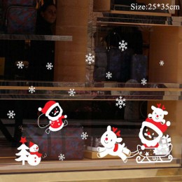 Bożonarodzeniowe naklejki na okno święty mikołaj Snowman Elk naklejki dekoracje na boże narodzenie dla domu Navidad 2019 szczęśl