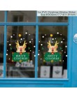 Bożonarodzeniowe naklejki na okno święty mikołaj Snowman Elk naklejki dekoracje na boże narodzenie dla domu Navidad 2019 szczęśl