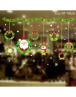 Bożonarodzeniowe naklejki na okno święty mikołaj Snowman Elk naklejki dekoracje na boże narodzenie dla domu Navidad 2019 szczęśl