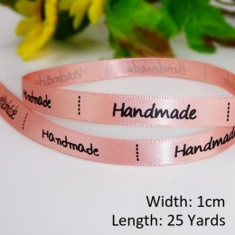 25 jardów Handmade wstążka kremowy różowy kolor owijania satyna jedwabna wstążka impreza weselna upominek prezent pudełko ciasto