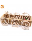 6 sztuk/partia Vintage Hollow Christmas Gift drewniane ozdoby wiszące drewniane rzemiosło ozdoby choinkowe ozdoby dla dzieci zab