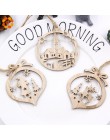 6 sztuk/partia Vintage Hollow Christmas Gift drewniane ozdoby wiszące drewniane rzemiosło ozdoby choinkowe ozdoby dla dzieci zab