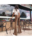 Hugcitar wysokiej talii wzór w cętki flare legginsy 2018 jesień zima kobiety moda sexy dopasowane spodnie spodnie klubowe