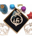 6 sztuk/partia Vintage Hollow Christmas Gift drewniane ozdoby wiszące drewniane rzemiosło ozdoby choinkowe ozdoby dla dzieci zab