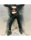 Gotycka bluza na zamek harajuku streetwear kobiety dorywczo spodnie harem z łańcuszkiem solidne czarne spodnie fajne modne spodn