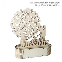 Ślub drewniane ozdoby DIY noc światła dekoracje ślubne Mariage rustykalne Bridal Shower upominek przyjęcie akcesoria do dekoracj