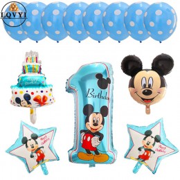 13 sztuk Mickey Minnie numer 1 pierwsze urodziny dziewczyna chłopiec z balonów foliowych dzieci dekoracja urodzinowa balon z hel