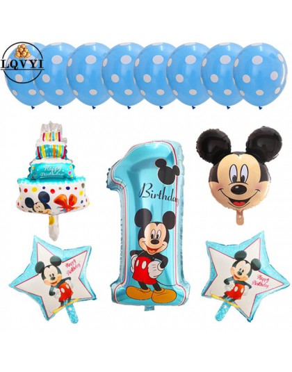 13 sztuk Mickey Minnie numer 1 pierwsze urodziny dziewczyna chłopiec z balonów foliowych dzieci dekoracja urodzinowa balon z hel